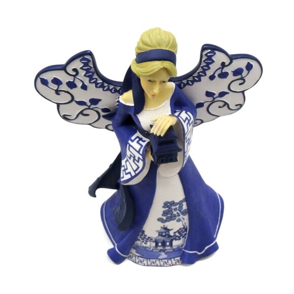 Hamilton Collection BLUE WILLOW Wishes of Grace for a palace Angel Figurine - Picture 7 of 11